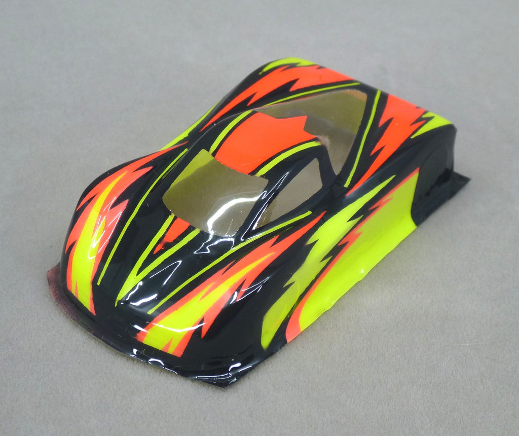 Dazzle Car (Orange/Yellow/Black) - Professionally Painted Lexan HO Slot Car Body