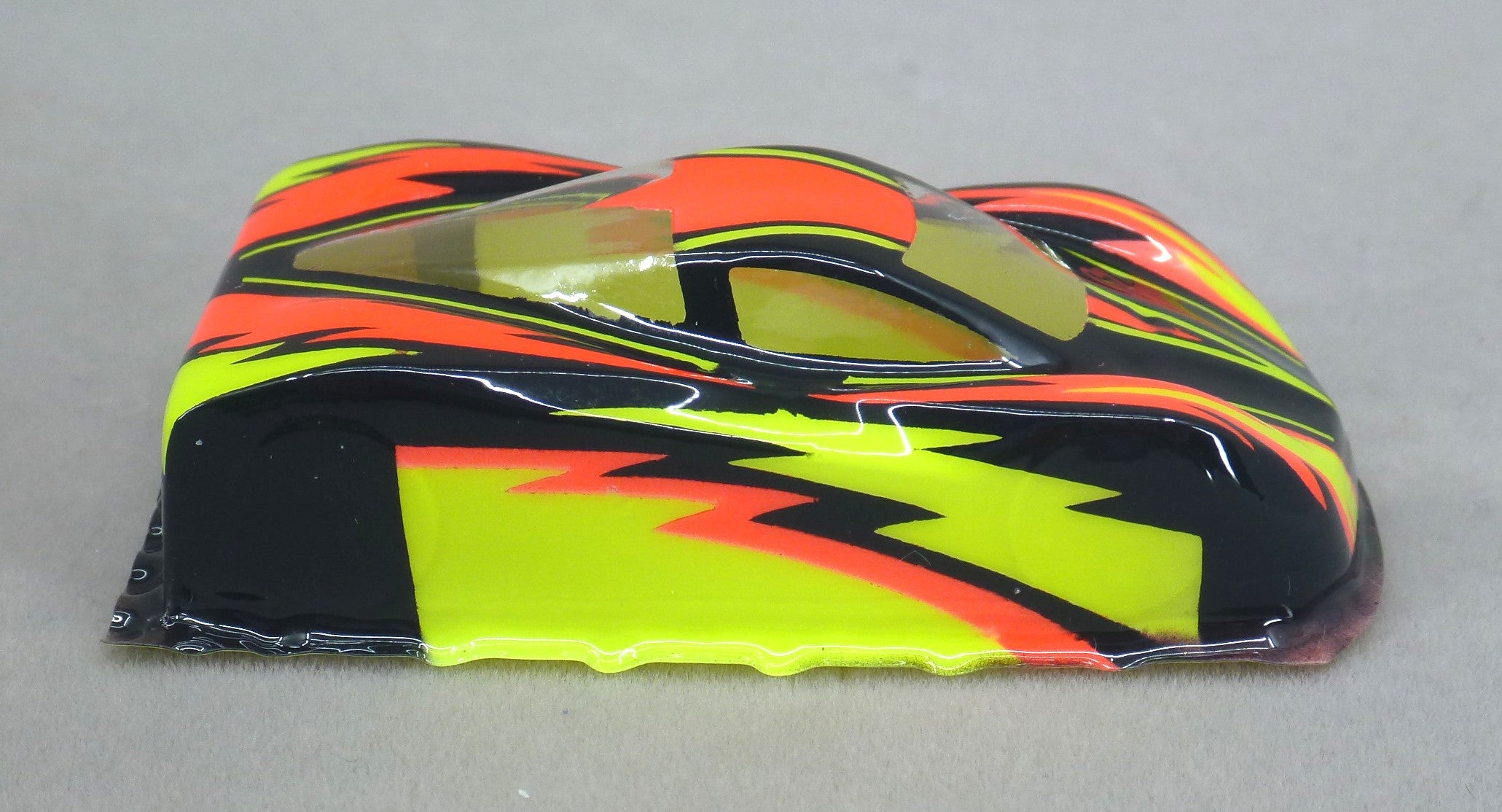 Dazzle Car (Orange/Yellow/Black) - Professionally Painted Lexan HO Slot Car Body