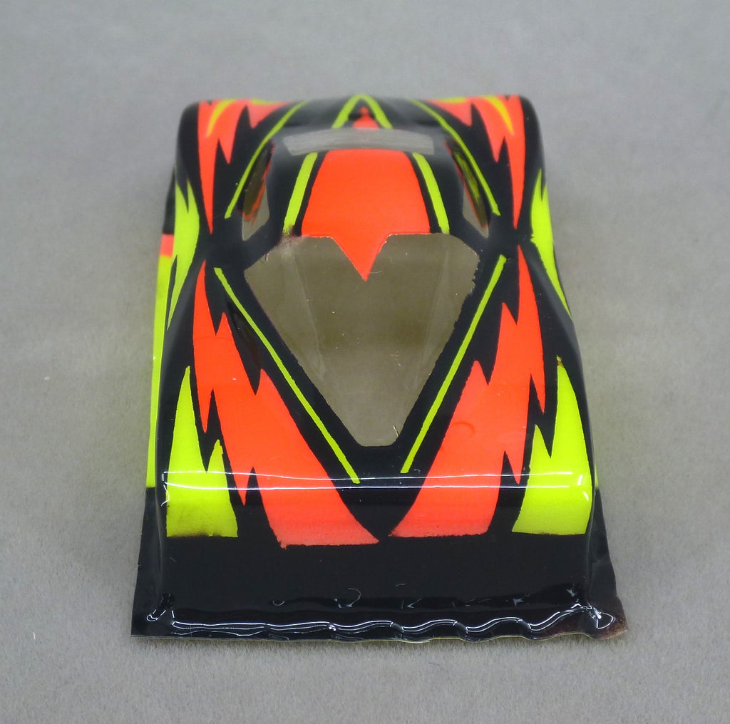 Dazzle Car (Orange/Yellow/Black) - Professionally Painted Lexan HO Slot Car Body