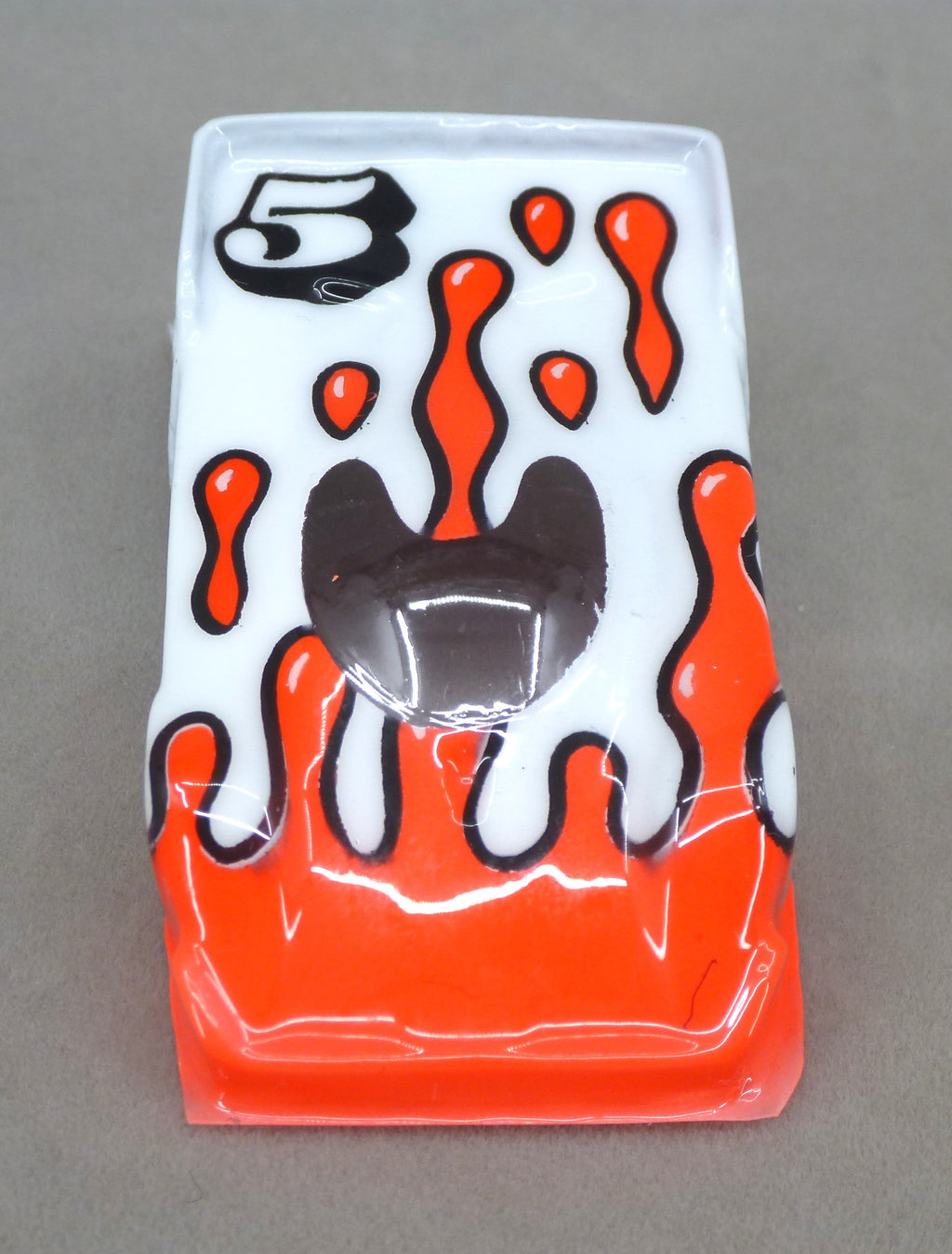 Flowing Tear Drops Car (Red on White with number) - Professionally Painted Lexan HO Slot Car Body