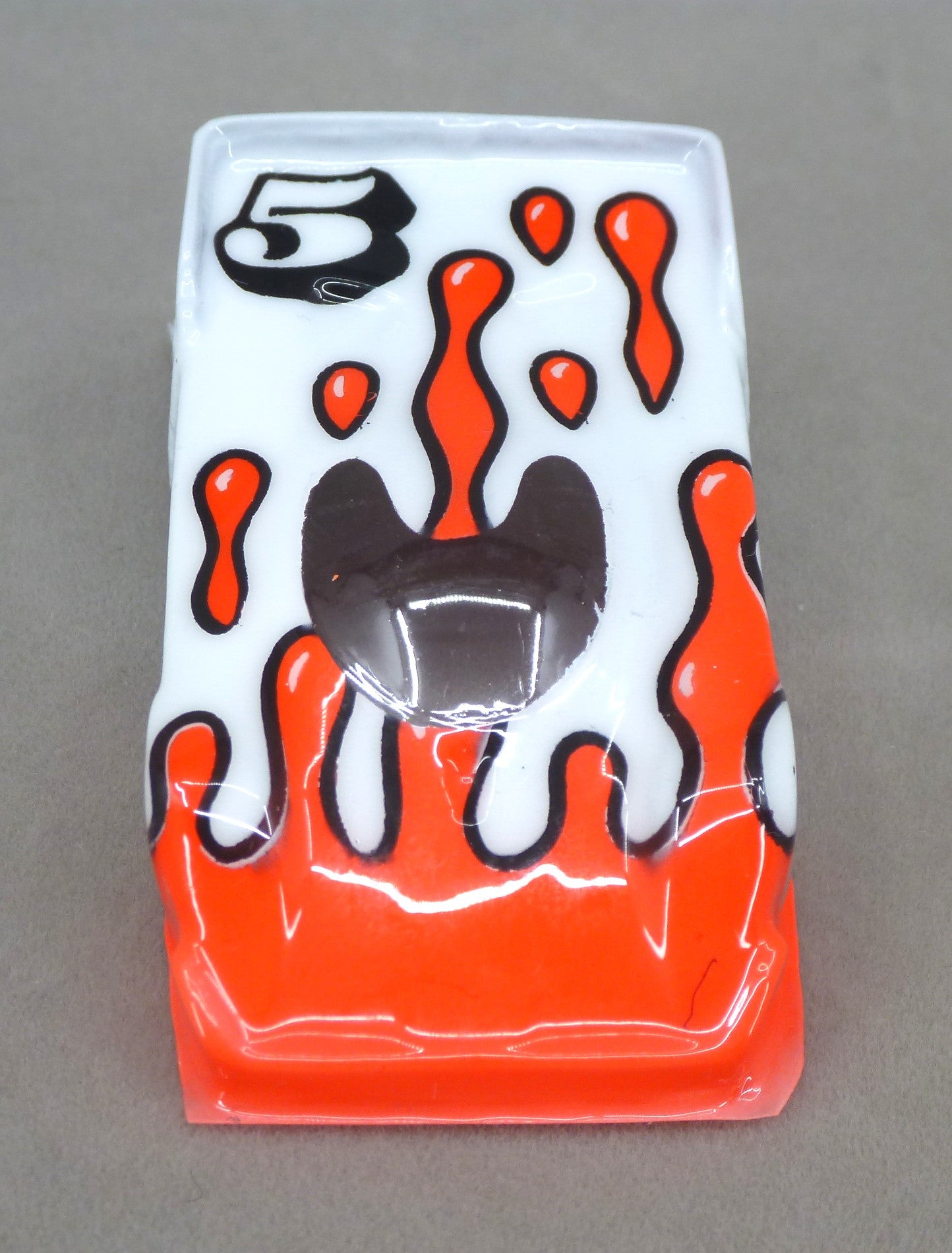Flowing Tear Drops Car (Red on White with number) - Professionally Painted Lexan HO Slot Car Body