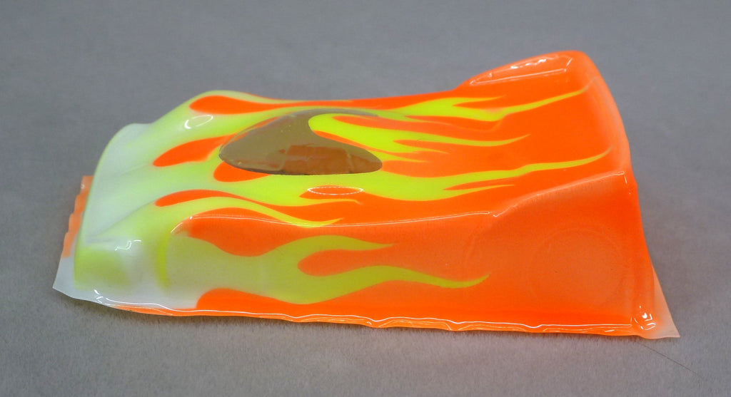 Flames Car (Orange) - Professionally Painted Lexan HO Slot Car Body