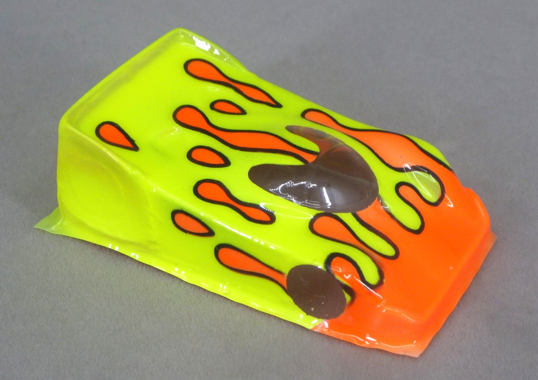 Flowing Tear Drops Car (Orange on Yellow) - Professionally Painted Lexan HO Slot Car Body