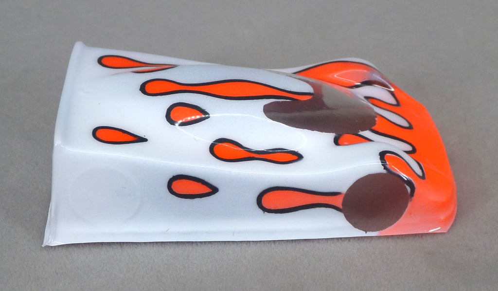Flowing Tear Drops Car (Fuchsia on White-no number) - Professionally Painted Lexan HO Slot Car Body