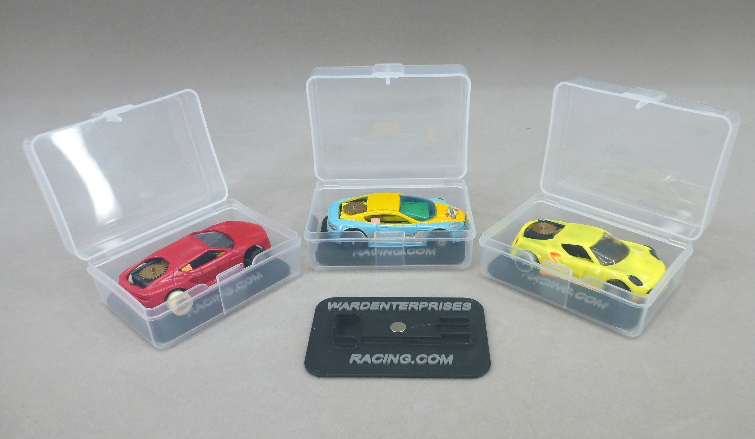 Set of Three (3) Fray / TJet Race Car Cases with Chassis Stands