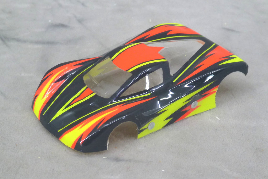 Dazzle Car (Orange/Yellow/Black) - Professionally Painted Lexan HO Slot Car Body