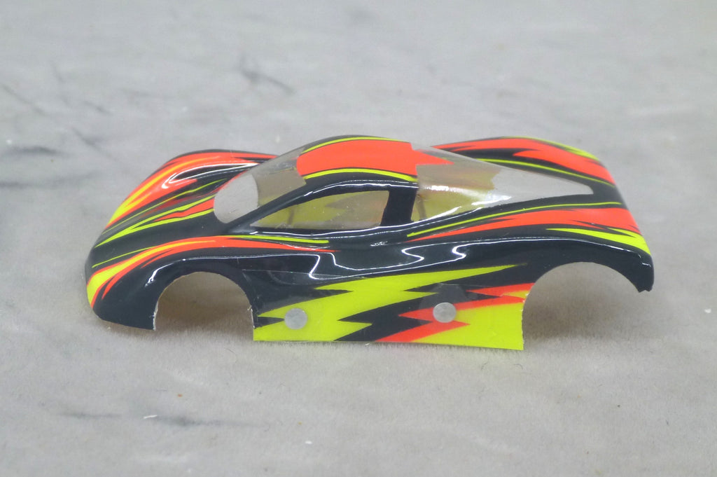 Dazzle Car (Orange/Yellow/Black) - Professionally Painted Lexan HO Slot Car Body