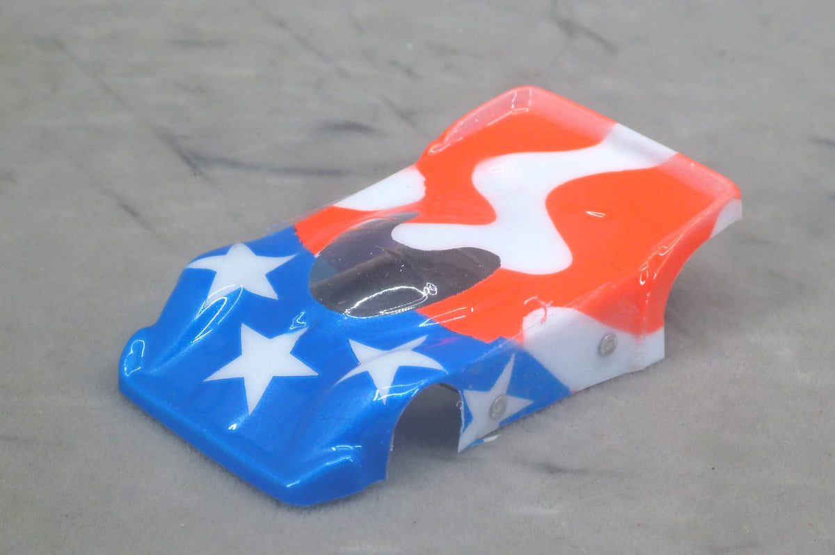 Stars and Stripes (design #2) - Professionally Painted Lexan HO Slot Car Body