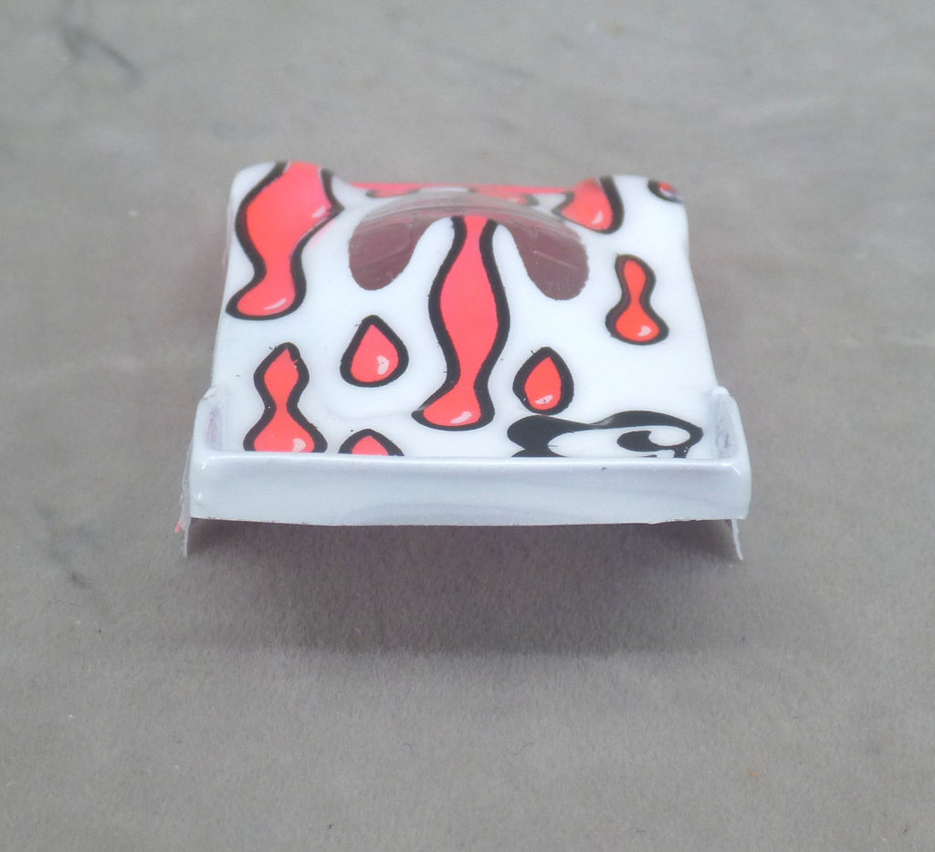 Flowing Tear Drops (Red on White with number) - Professionally Painted Lexan HO Slot Car Body