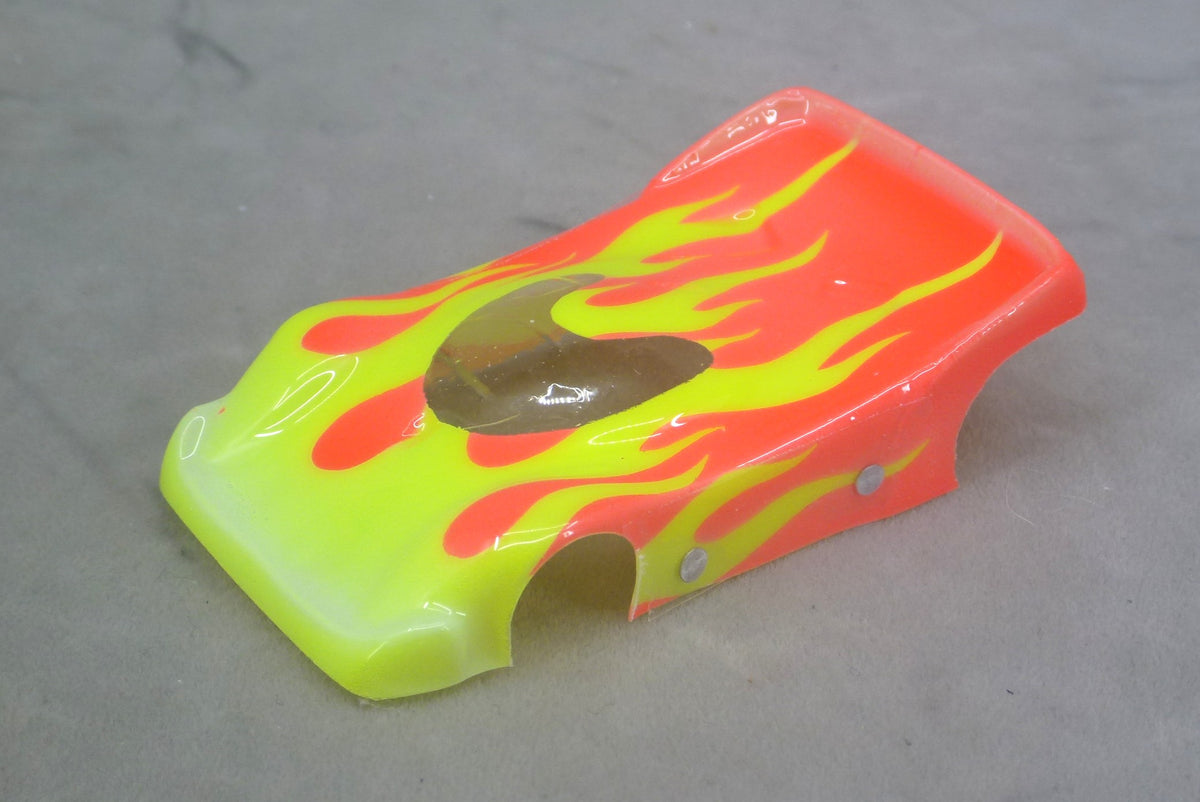 Flames (Orange) - Professionally Painted Lexan HO Slot Car Body