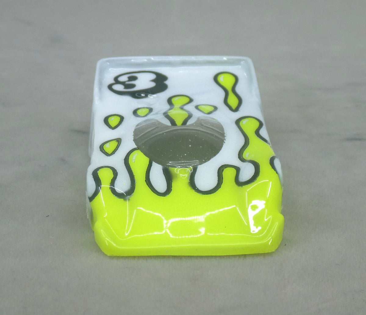 Flowing Tear Drops (Yellow on White with number) - Professionally Painted Lexan HO Slot Car Body
