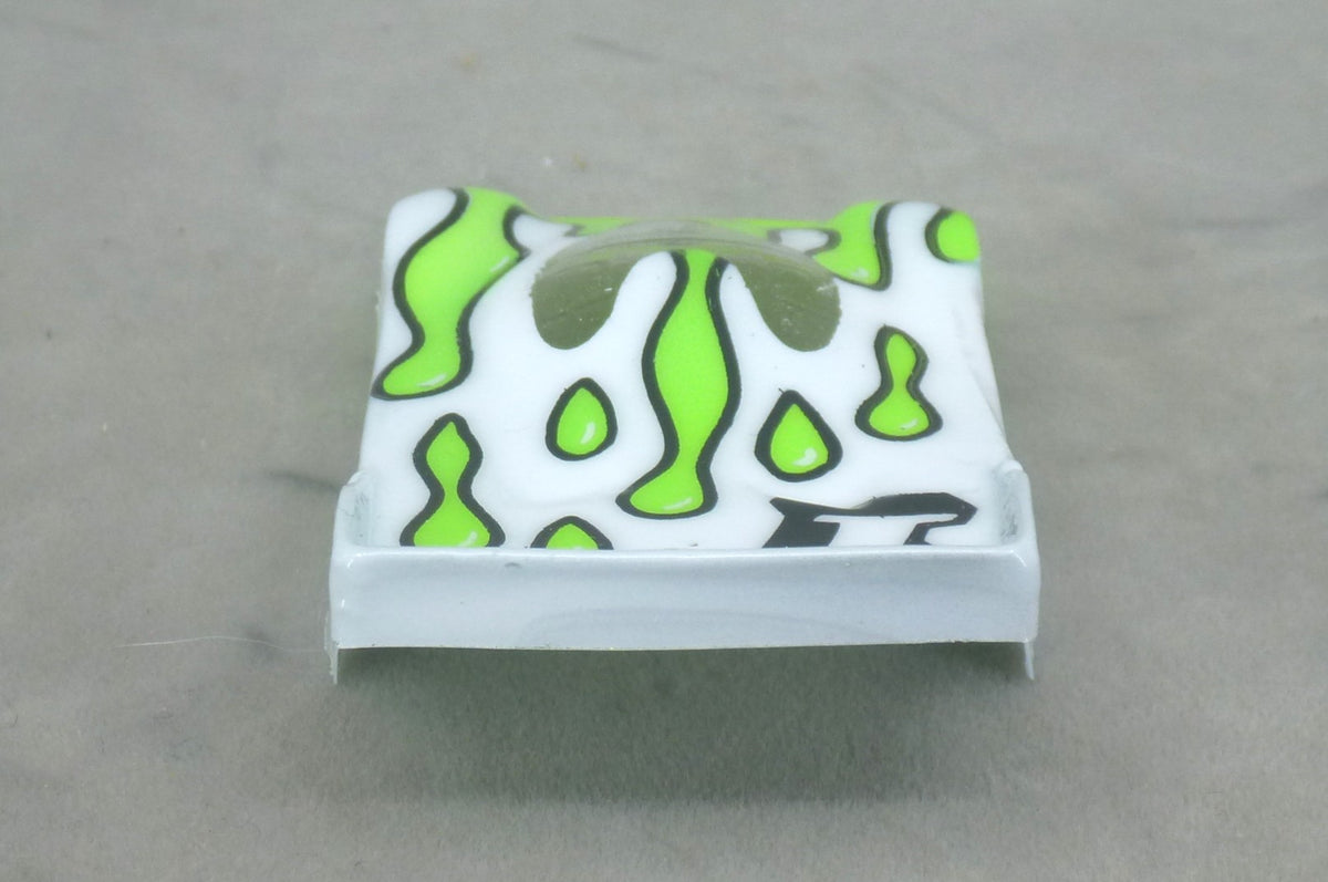 Flowing Tear Drops (Lime Green on White with number) - Professionally Painted Lexan HO Slot Car Body