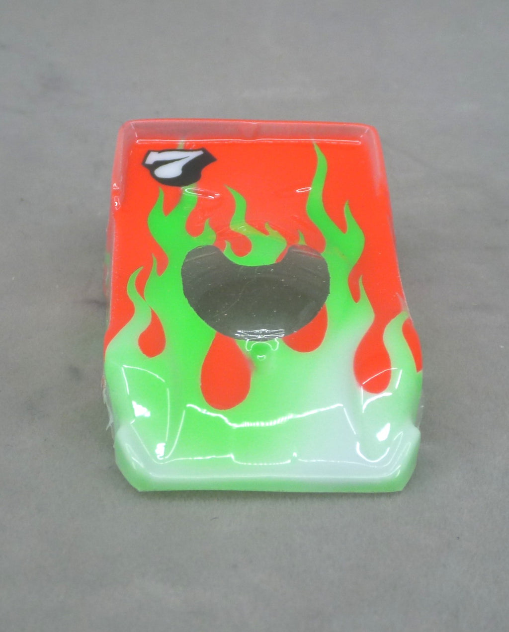 Flames (Green Flames/Orange Car with Number) - Professionally Painted Lexan HO Slot Car Body