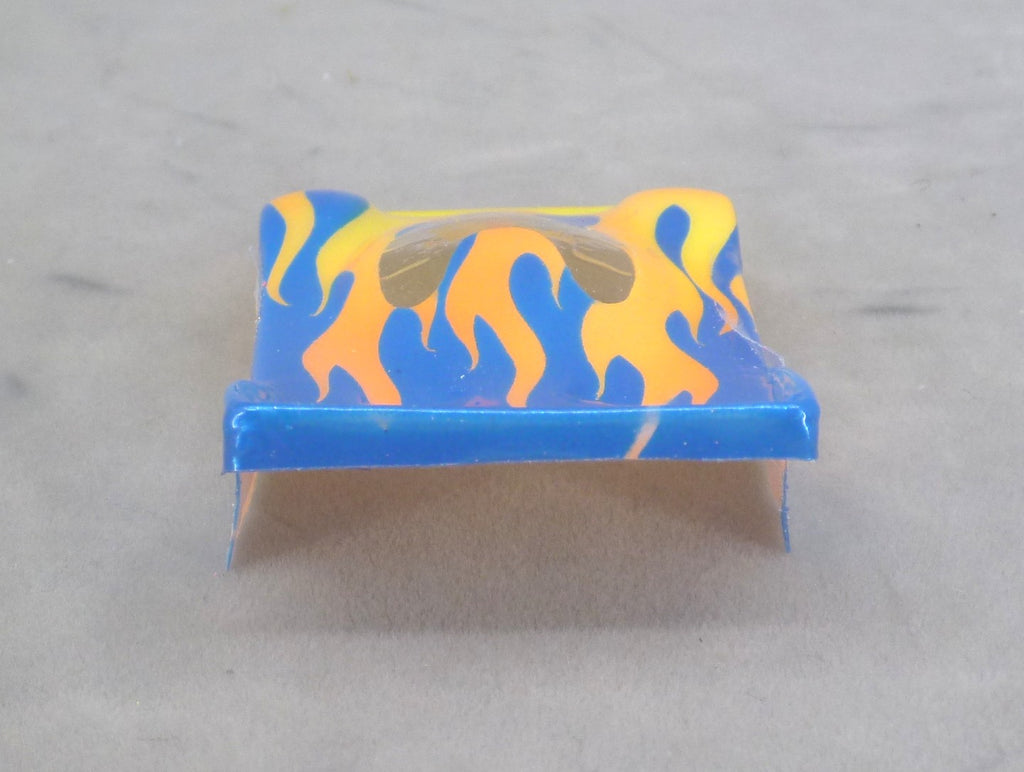 Flames (Orange Flames / Blue Car No Number) - Professionally Painted Lexan HO Slot Car Body