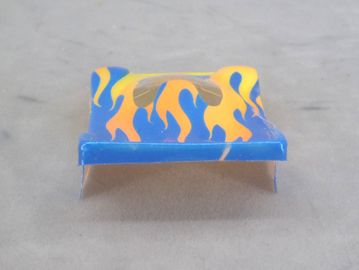 Flames (Orange Flames / Blue Car No Number) - Professionally Painted Lexan HO Slot Car Body