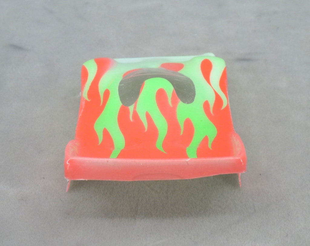 Flames (Green Flames/Orange Car No Number) - Professionally Painted Lexan HO Slot Car Body