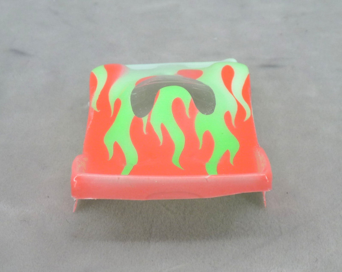 Flames (Green Flames/Orange Car No Number) - Professionally Painted Lexan HO Slot Car Body