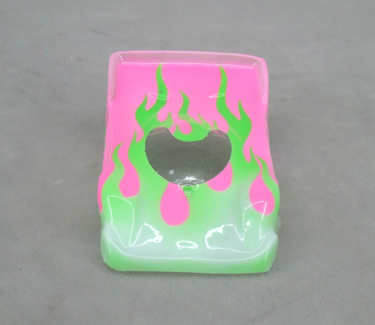Flames (Green Flames / Fushia Car No Number) - Professionally Painted Lexan HO Slot Car Body