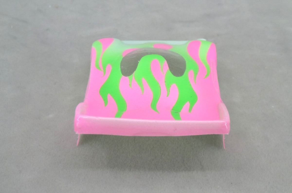 Flames (Green Flames / Fushia Car No Number) - Professionally Painted Lexan HO Slot Car Body