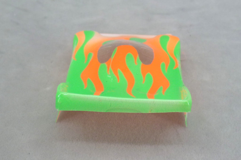 Flames (Orange Flames / Green Car No Number) - Professionally Painted Lexan HO Slot Car Body