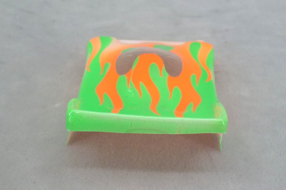 Flames (Orange Flames / Green Car No Number) - Professionally Painted Lexan HO Slot Car Body