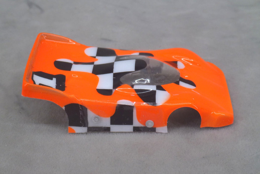 Checkerboard Blob (Orange) - Professionally Painted Lexan HO Slot Car Body