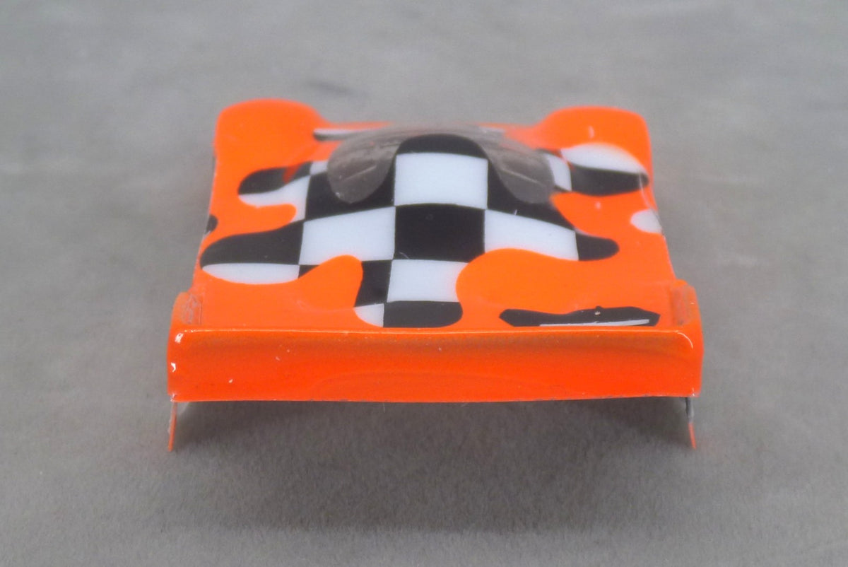 Checkerboard Blob (Orange) - Professionally Painted Lexan HO Slot Car Body