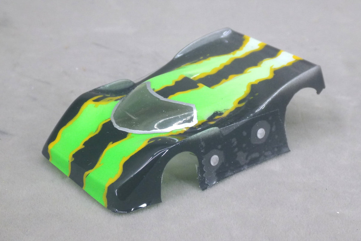 Monster (Green on Black) - Professionally Painted Lexan HO Slot Car Body