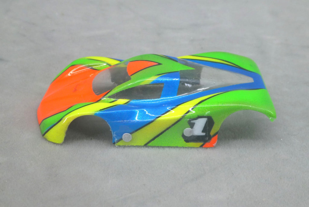 Vector Strike (Orange/Green/Blue) - Professionally Painted Lexan HO Slot Car Body