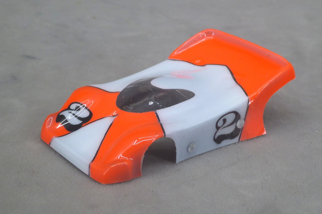 Aero Sweep (Red-Orange / White) - Professionally Painted Lexan HO Slot Car Body