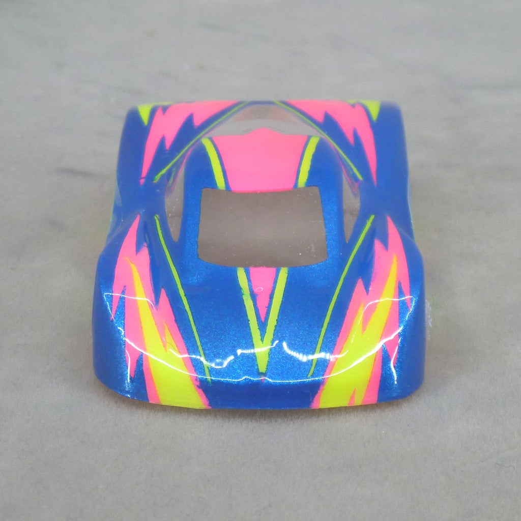 Dazzle (Yellow/Pink on Blue Body) - Professionally Painted Lexan HO Slot Car Body