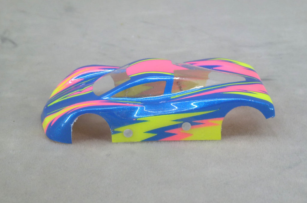 Dazzle (Yellow/Pink on Blue Body) - Professionally Painted Lexan HO Slot Car Body