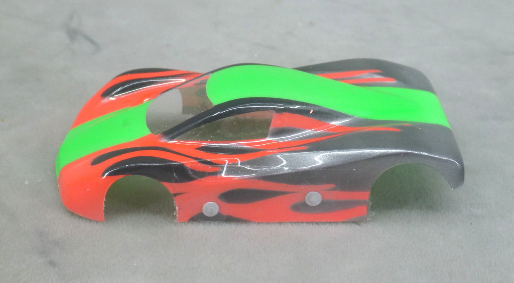 Shadow Flame (Green/Red) - Professionally Painted Lexan HO Slot Car Body