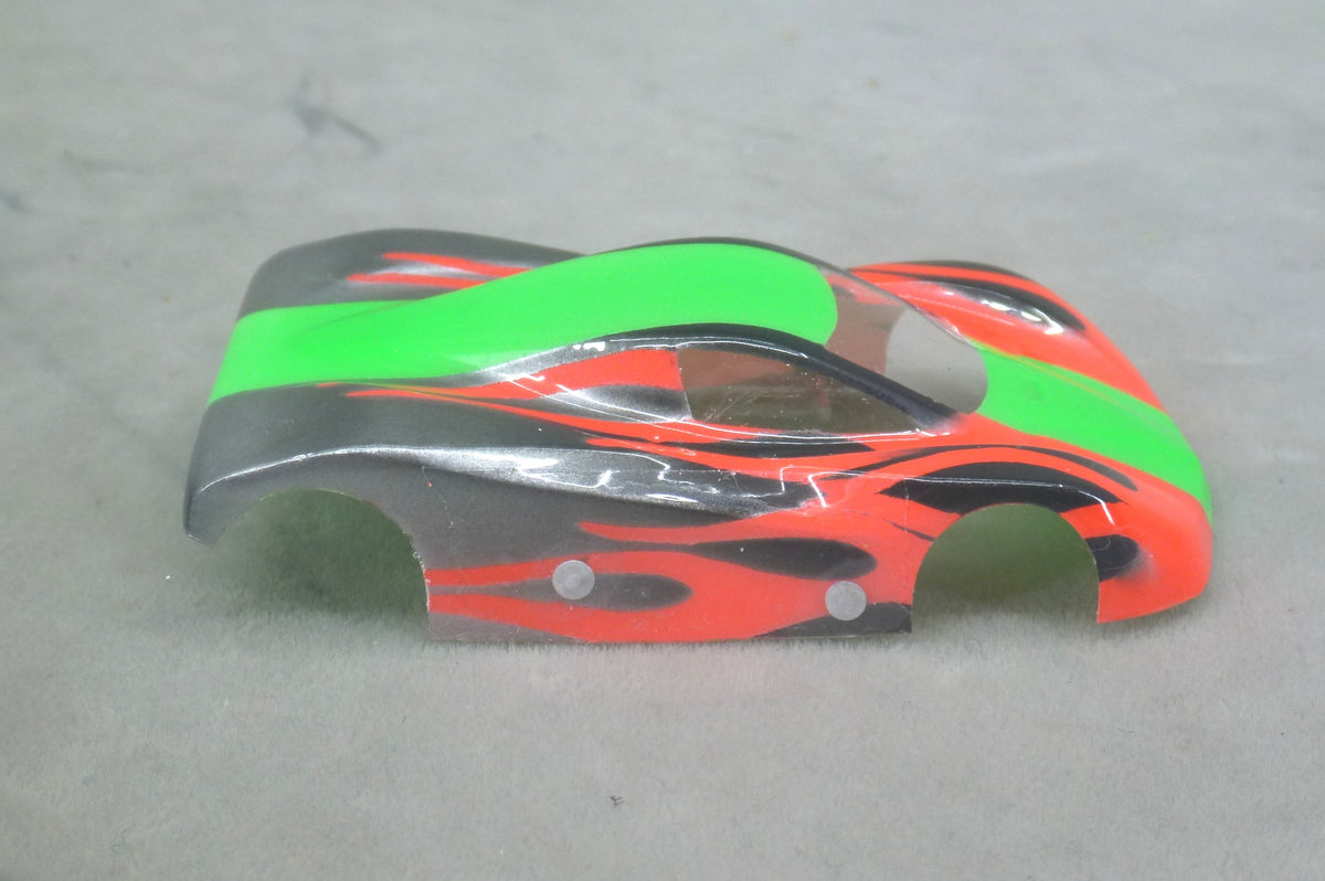 Shadow Flame (Green/Red) - Professionally Painted Lexan HO Slot Car Body