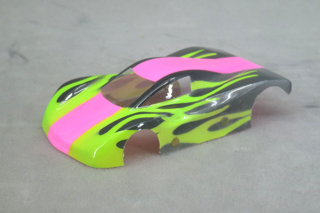 Shadow Flame (Fuchia/Lime Green) - Professionally Painted Lexan HO Slot Car Body