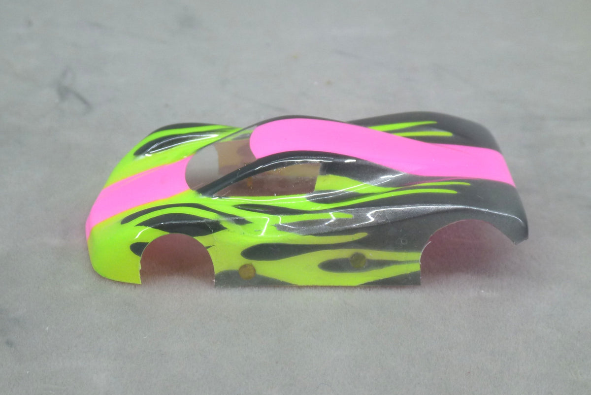 Shadow Flame (Fuchia/Lime Green) - Professionally Painted Lexan HO Slot Car Body