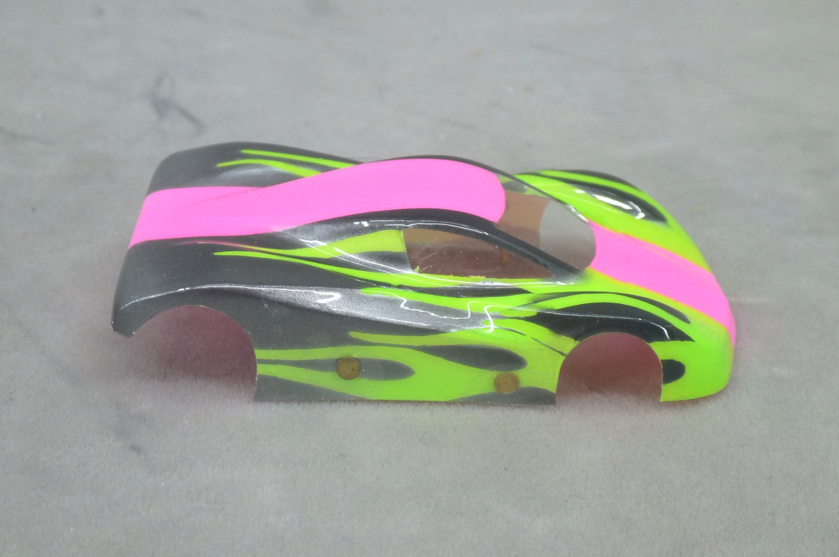 Shadow Flame (Fuchia/Lime Green) - Professionally Painted Lexan HO Slot Car Body