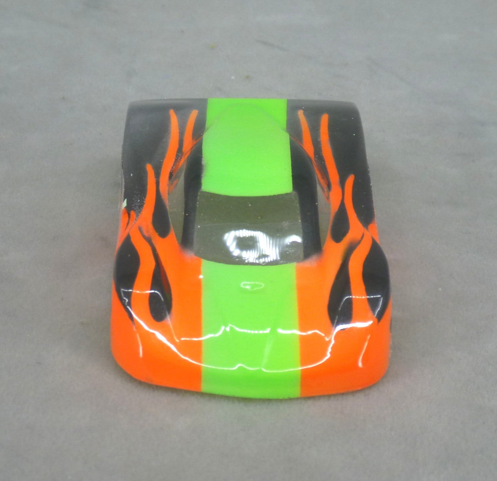 Shadow Flame (Lime Green/Orange) - Professionally Painted Lexan HO Slot Car Body