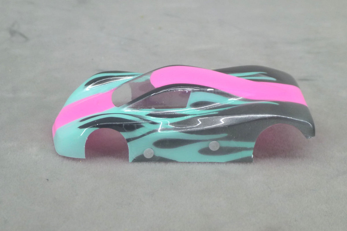 Shadow Flame (Fuchsia/Light Blue) - Professionally Painted Lexan HO Slot Car Body