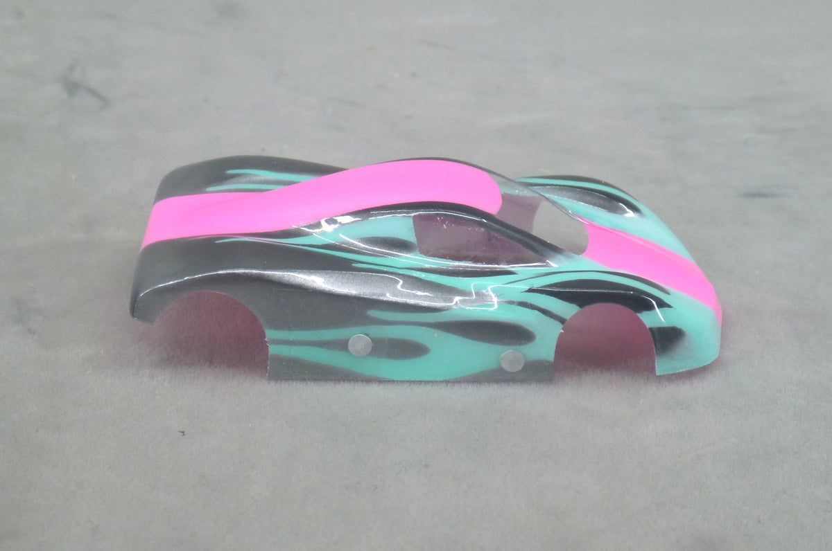 Shadow Flame (Fuchsia/Light Blue) - Professionally Painted Lexan HO Slot Car Body