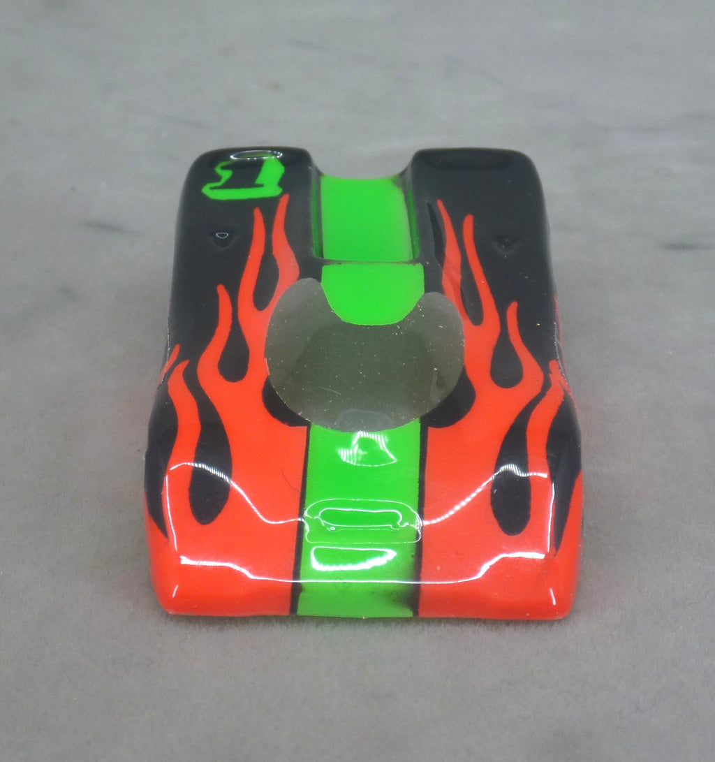 Shadow Flame (Green/Black/Red) - Professionally Painted Lexan HO Slot Car Body