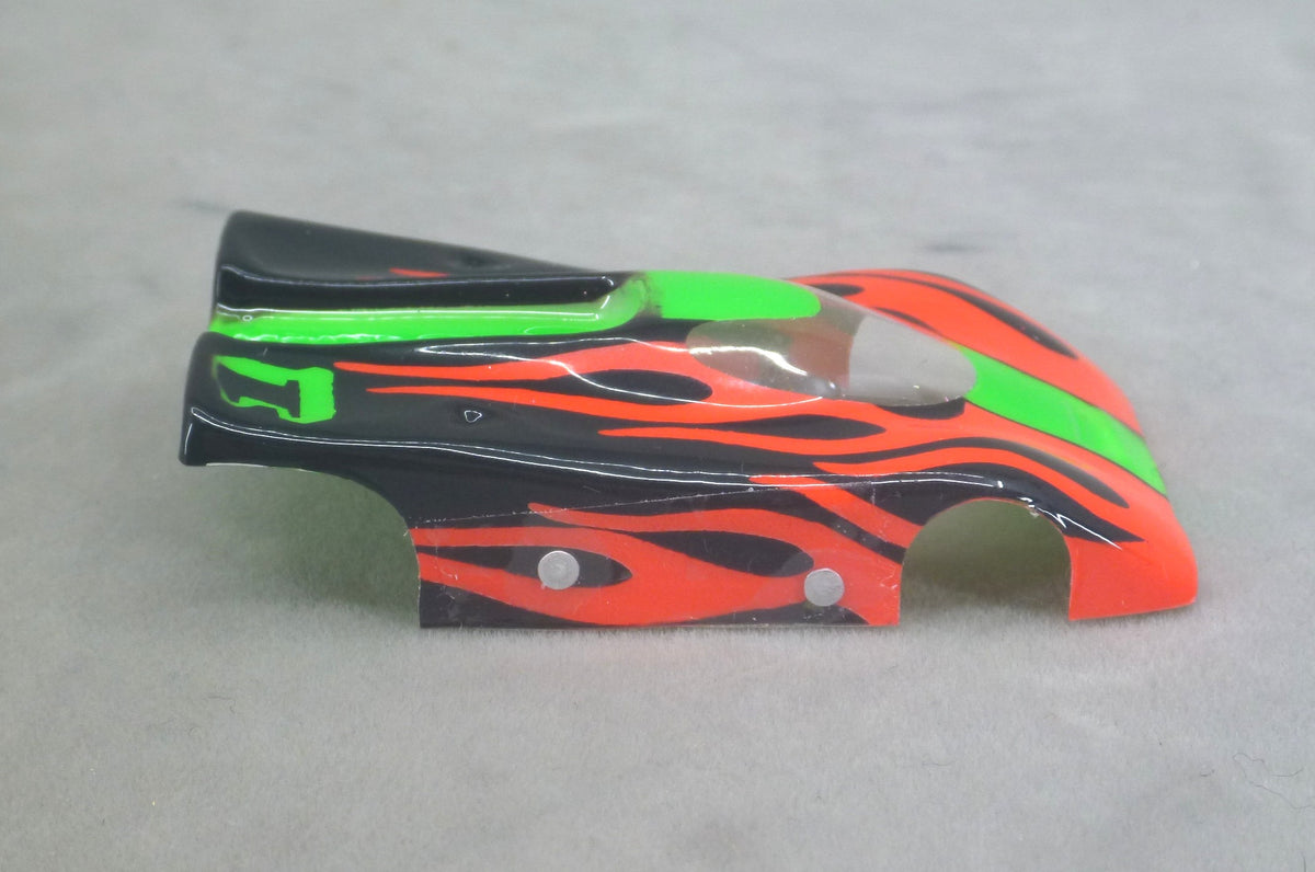 Shadow Flame (Green/Black/Red) - Professionally Painted Lexan HO Slot Car Body