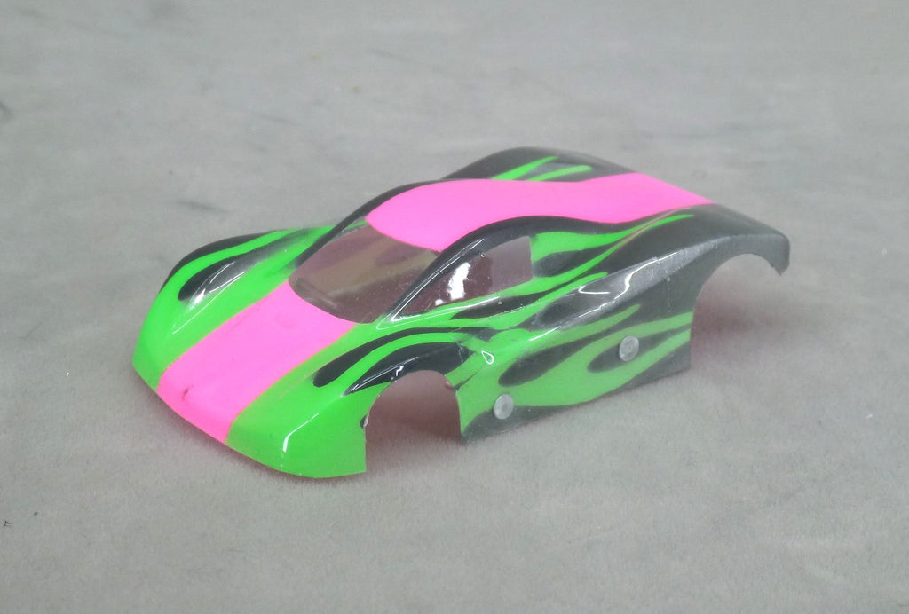 Shadow Flame (Fushia/Green) - Professionally Painted Lexan HO Slot Car Body
