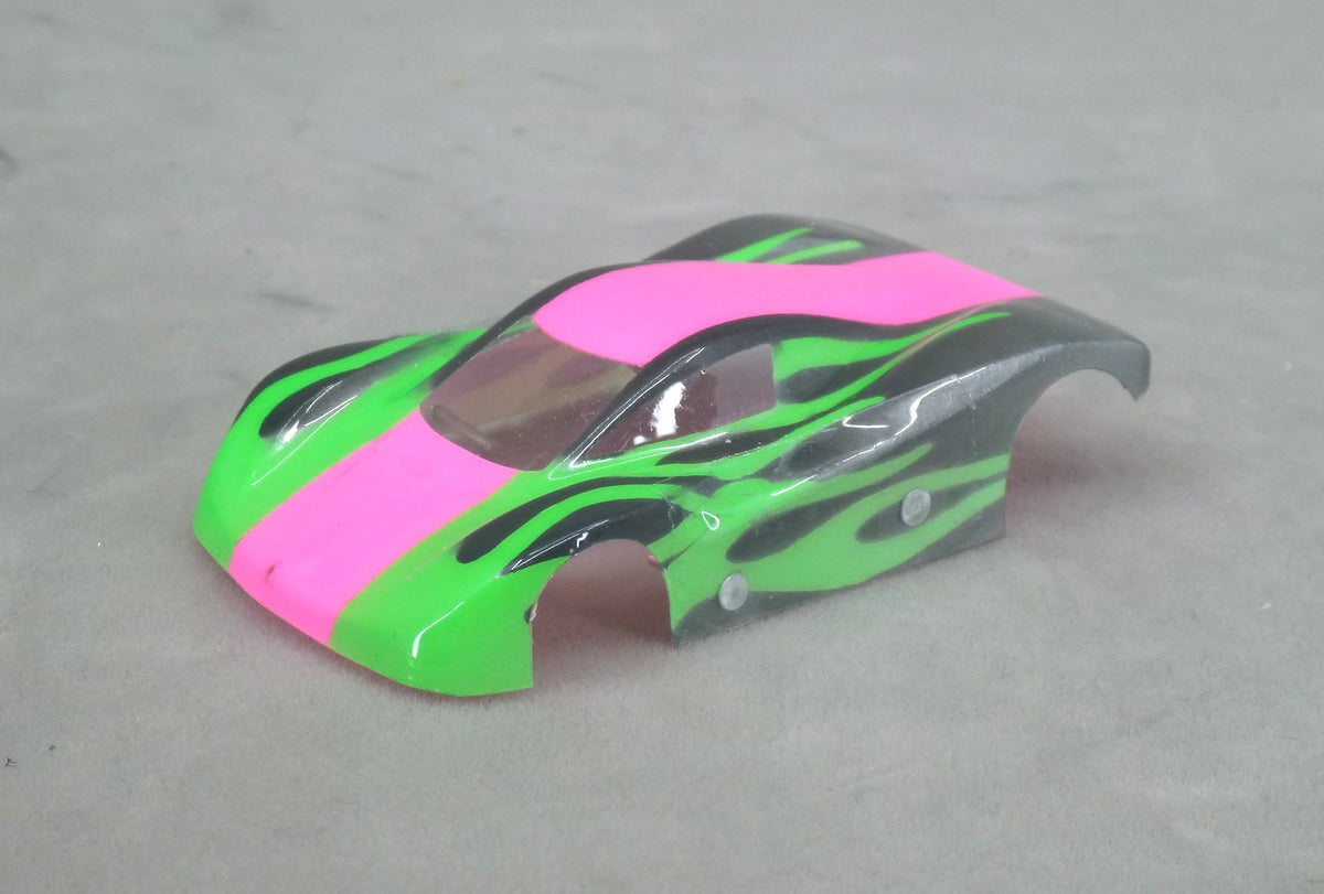 Shadow Flame (Fushia/Green) - Professionally Painted Lexan HO Slot Car Body