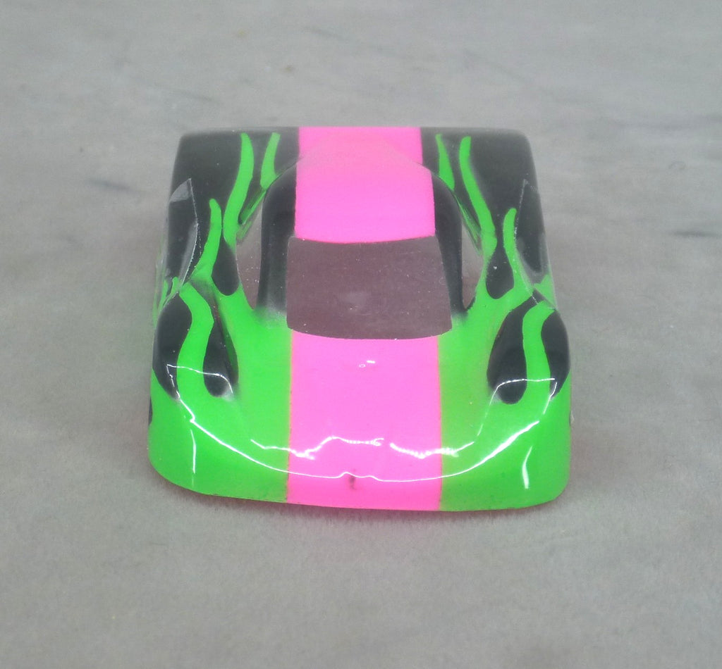Shadow Flame (Fushia/Green) - Professionally Painted Lexan HO Slot Car Body