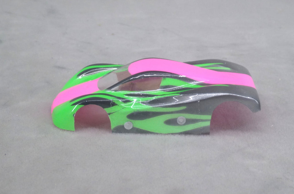 Shadow Flame (Fushia/Green) - Professionally Painted Lexan HO Slot Car Body