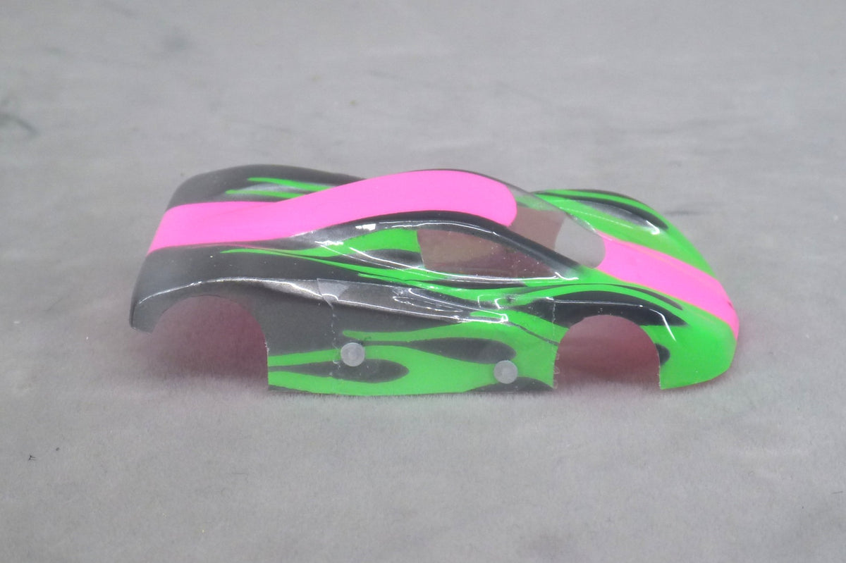 Shadow Flame (Fushia/Green) - Professionally Painted Lexan HO Slot Car Body