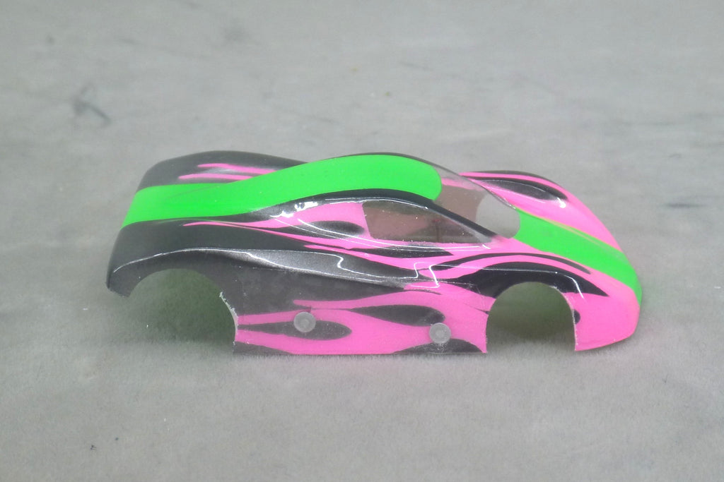 Shadow Flame (Green/Pink) - Professionally Painted Lexan HO Slot Car Body