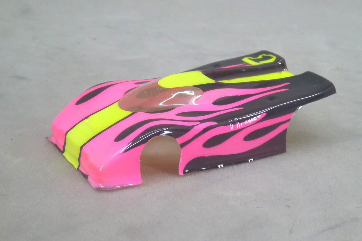 Shadow Flame (Yellow/Black/Fushia) - Professionally Painted Lexan HO Slot Car Body