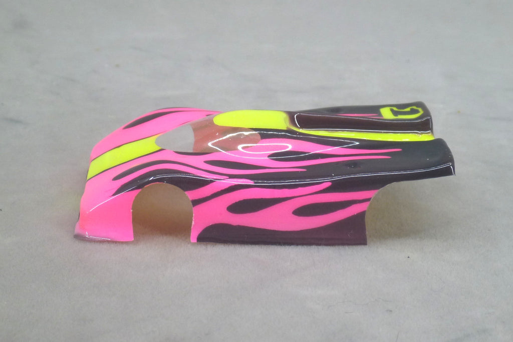 Shadow Flame (Yellow/Black/Fushia) - Professionally Painted Lexan HO Slot Car Body